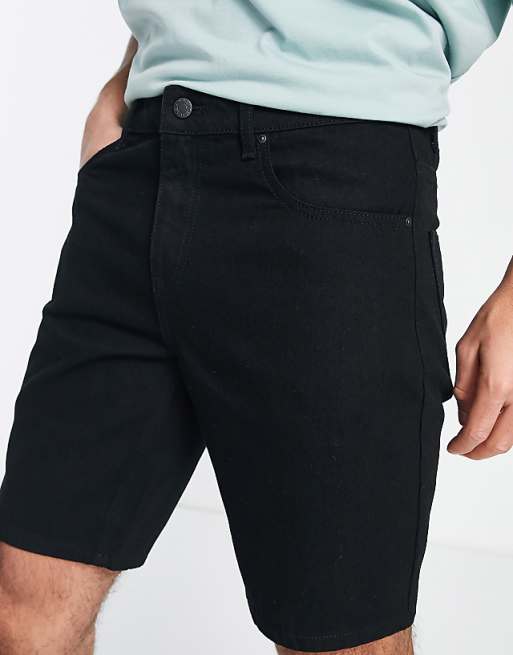 ASOS DESIGN Tapered Fit Regular Length Denim Shorts In Black - BLACK