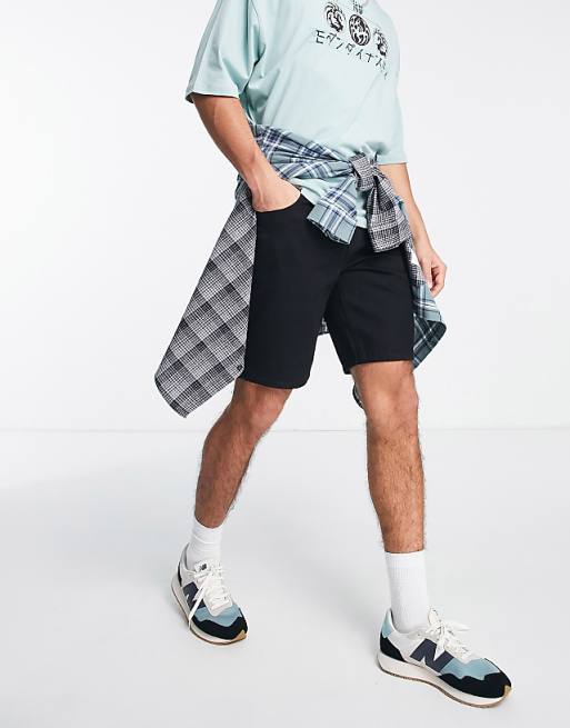 ASOS DESIGN Tapered Fit Regular Length Denim Shorts In Black - BLACK