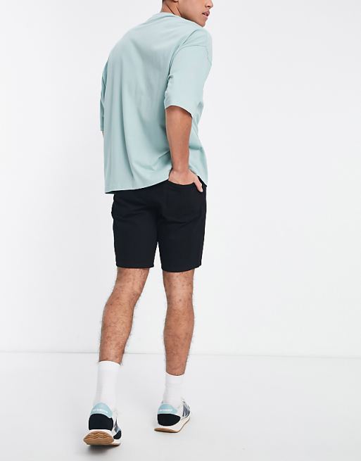 ASOS DESIGN Tapered Fit Regular Length Denim Shorts In Black - BLACK