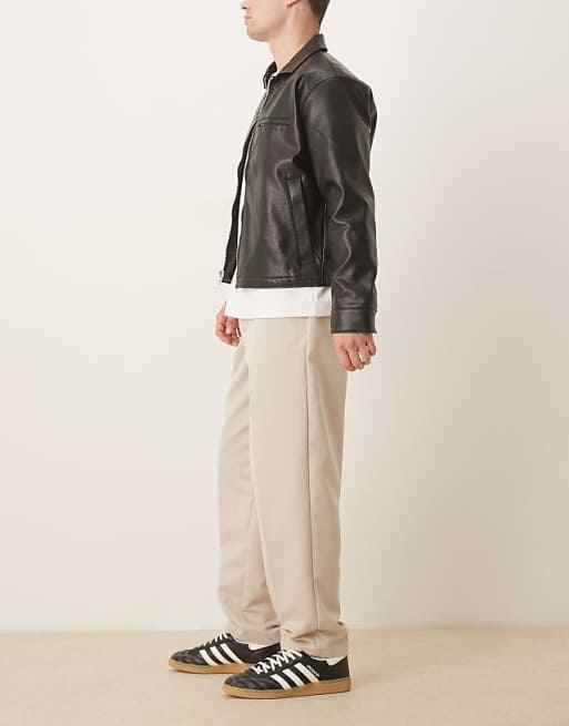 ASOS DESIGN Tapered Fit Smart Trousers With Elasticated Waistband In Stone