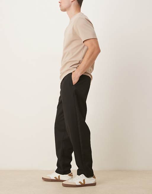ASOS DESIGN Tapered Fit Smart Trousers With Elasticated Waistband In Black