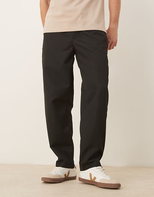 ASOS DESIGN tapered fit smart trousers with elasticated waistband in black