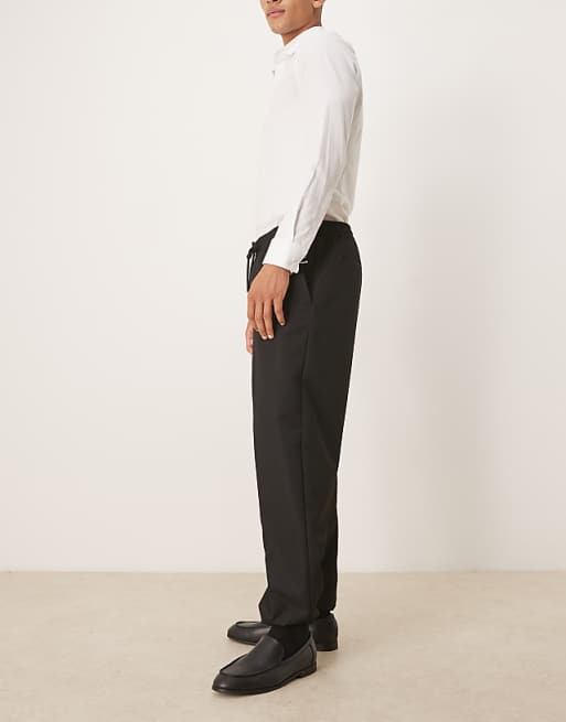 ASOS DESIGN Tapered Fit Trouser With Elasticated Waist And Cuffs In Black