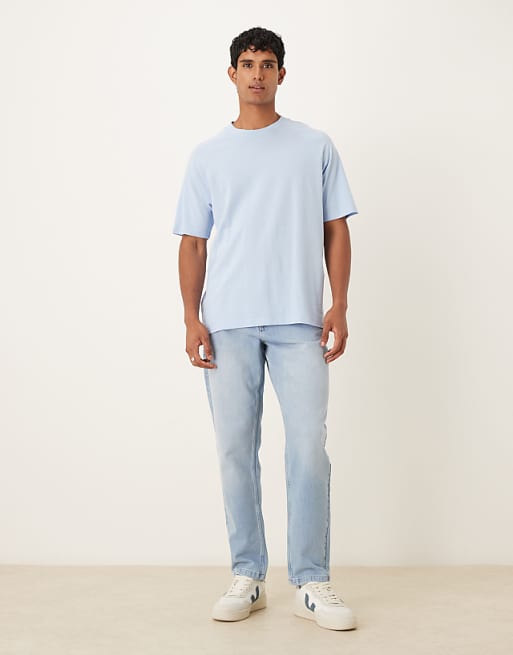 ASOS DESIGN Tapered jean in light wash comfort stretch denim
