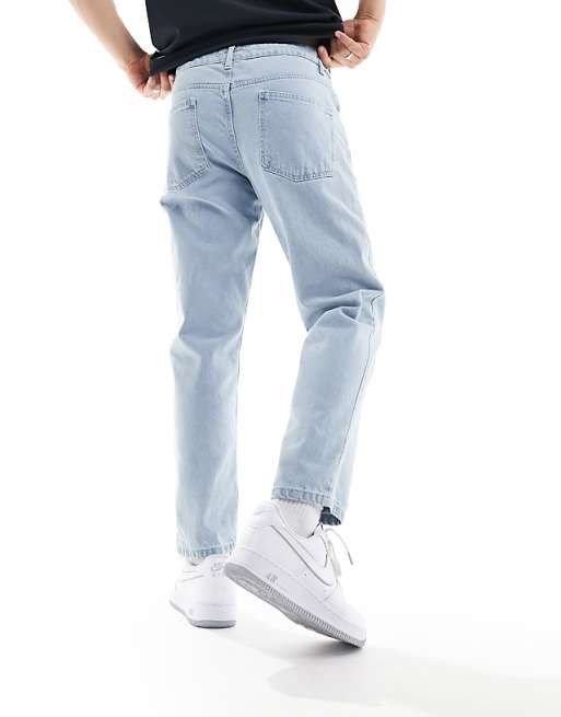 ASOS DESIGN Tapered Jeans In Light Stone Wash Blue