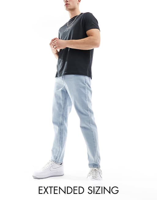 ASOS DESIGN tapered jeans in light stone wash blue