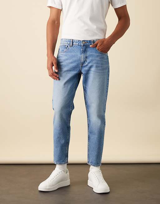 ASOS DESIGN Tapered Jeans In Light Wash Blue