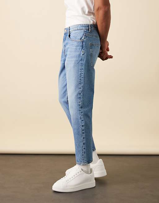 ASOS DESIGN Tapered Jeans In Light Wash Blue
