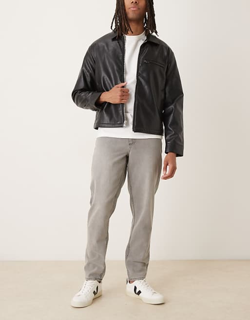 ASOS DESIGN tapered jeans in washed grey
