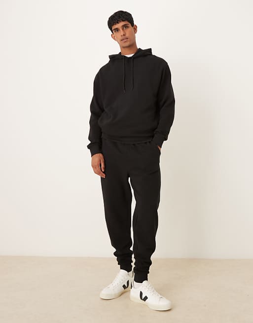 ASOS DESIGN Tapered Jogger Co-ord With Ribbed Cuff In Black