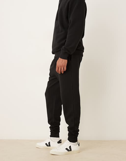 ASOS DESIGN Tapered Jogger Co-ord With Ribbed Cuff In Black