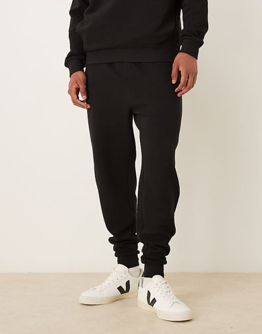ASOS DESIGN tapered jogger co-ord with ribbed cuff in black