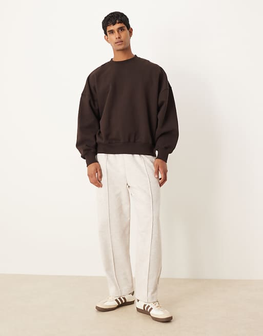 ASOS DESIGN tapered jogger scuba-style fabric in oatmeal marl