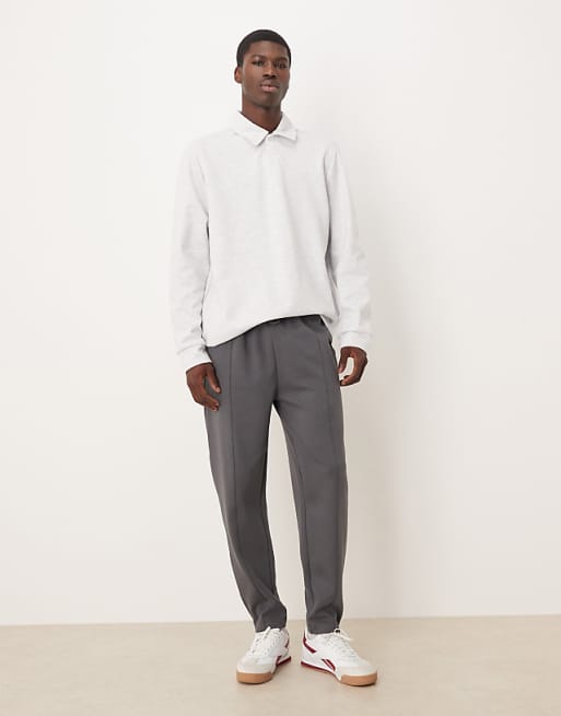 ASOS DESIGN Tapered Jogger With Pin Tuck In Dark Grey