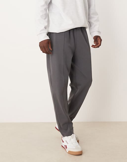 ASOS DESIGN tapered jogger with pin tuck in dark grey