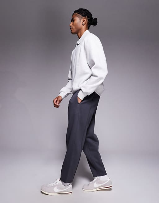 ASOS DESIGN Tapered Jogger With Pin Tucks In Charcoal