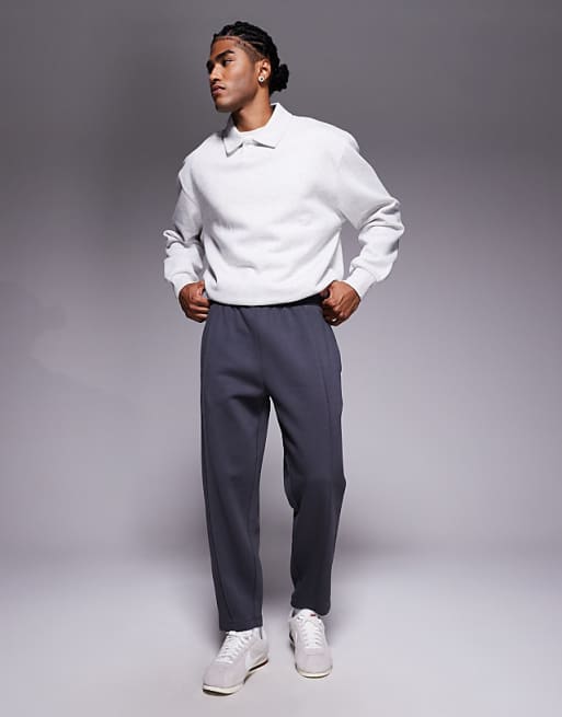 ASOS DESIGN tapered jogger with pin tucks in charcoal