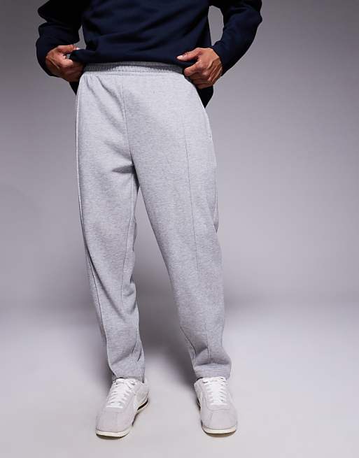 ASOS DESIGN Tapered Jogger With Pin Tucks In Grey Marl