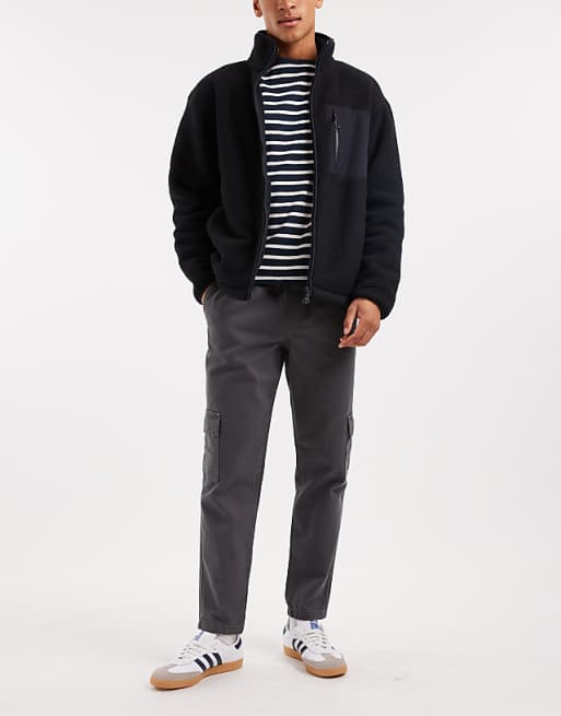 ASOS DESIGN Tapered Pull On Cargo Trousers In Grey