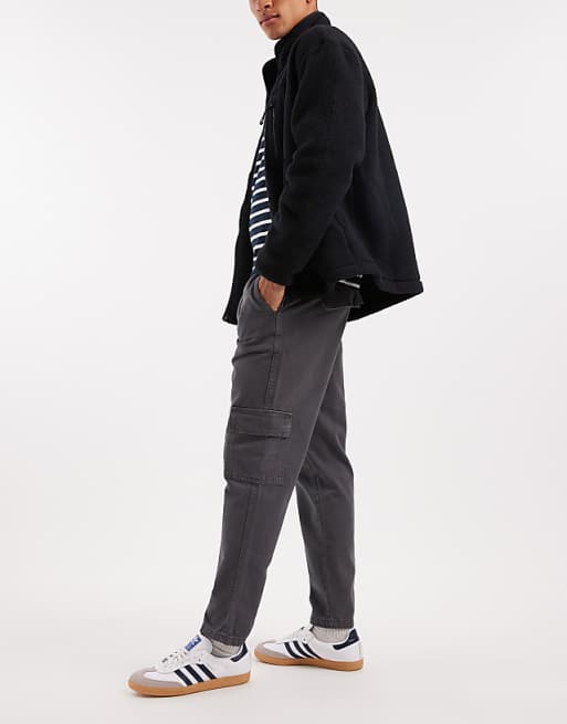 ASOS DESIGN Tapered Pull On Cargo Trousers In Grey