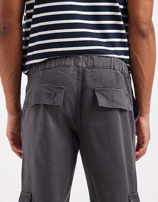 ASOS DESIGN Tapered Pull On Cargo Trousers In Grey