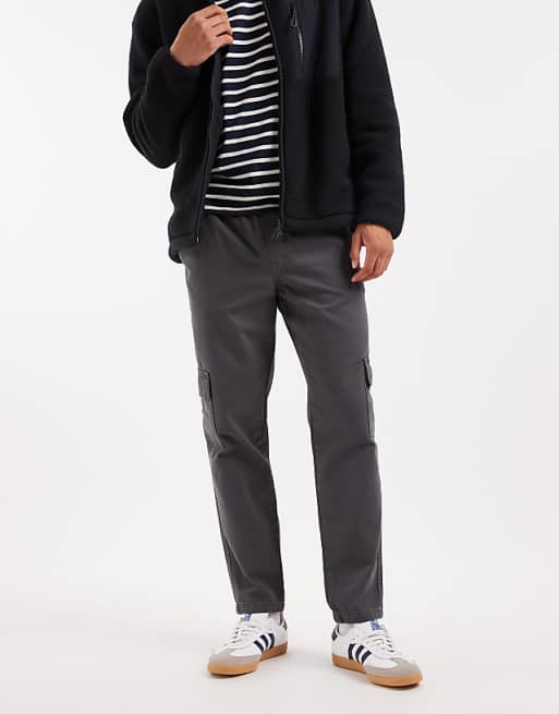 ASOS DESIGN tapered pull on cargo trousers in grey