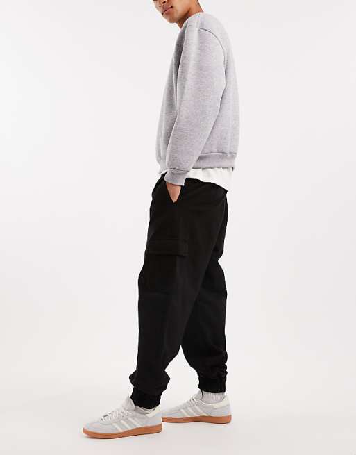 ASOS DESIGN Tapered Pull On Cargos In Black