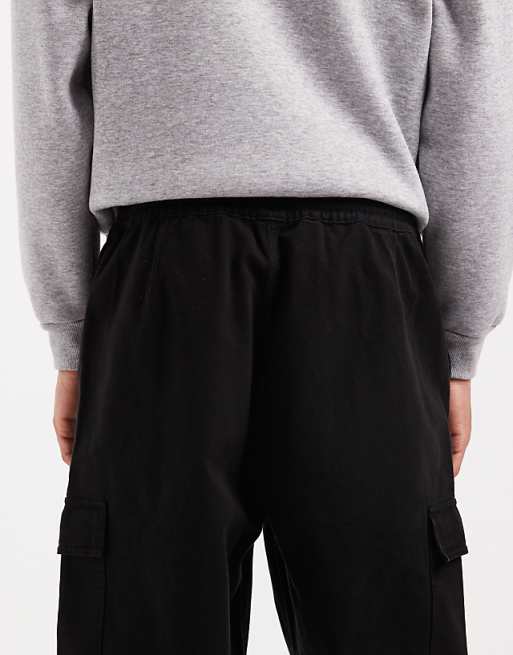 ASOS DESIGN Tapered Pull On Cargos In Black