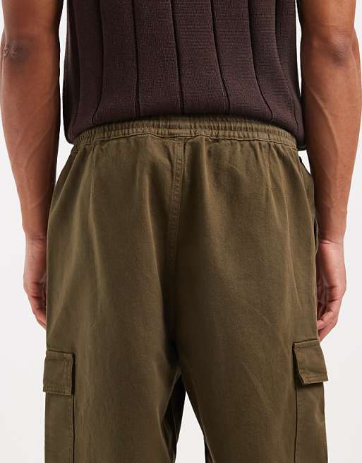ASOS DESIGN Tapered Pull On Cargos In Khaki