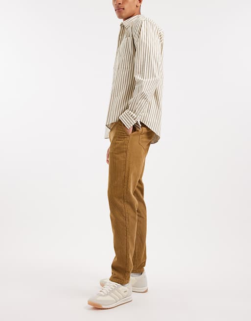 ASOS DESIGN Tapered Trousers In Brown Corduroy