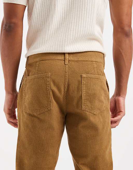 ASOS DESIGN Tapered Trousers In Brown Corduroy