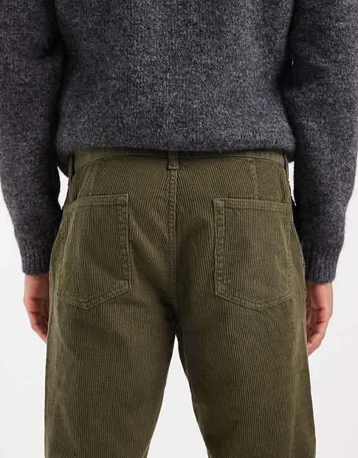 ASOS DESIGN Tapered Trousers In Khaki Corduroy