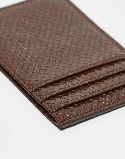 ASOS DESIGN Textured Card Holder In Brown