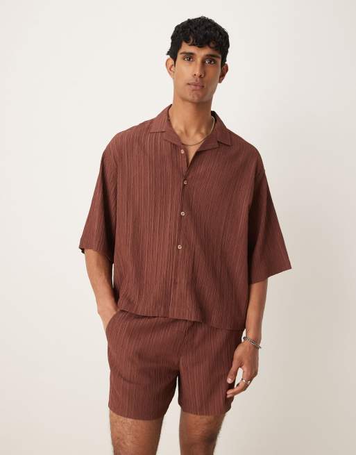 ASOS DESIGN Textured Co-ord In Brown
