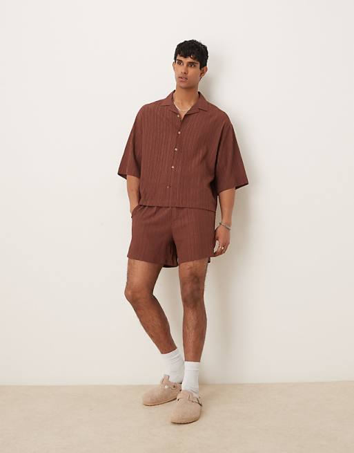 ASOS DESIGN textured co-ord in brown