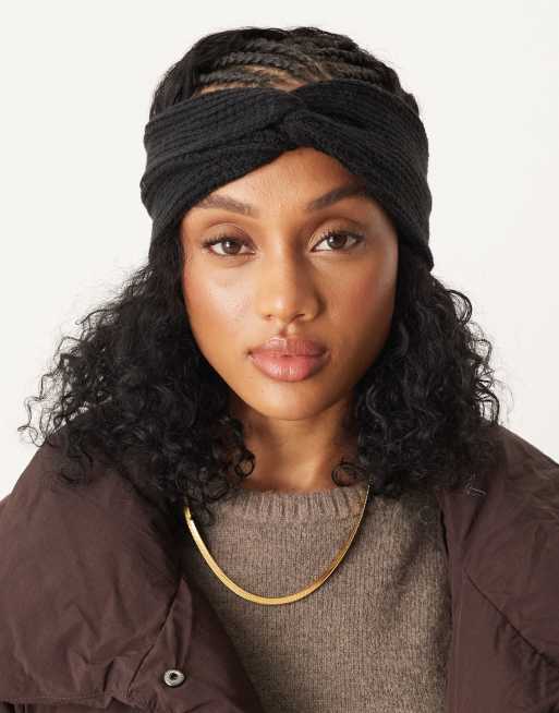ASOS DESIGN Textured Knit Headband In Black