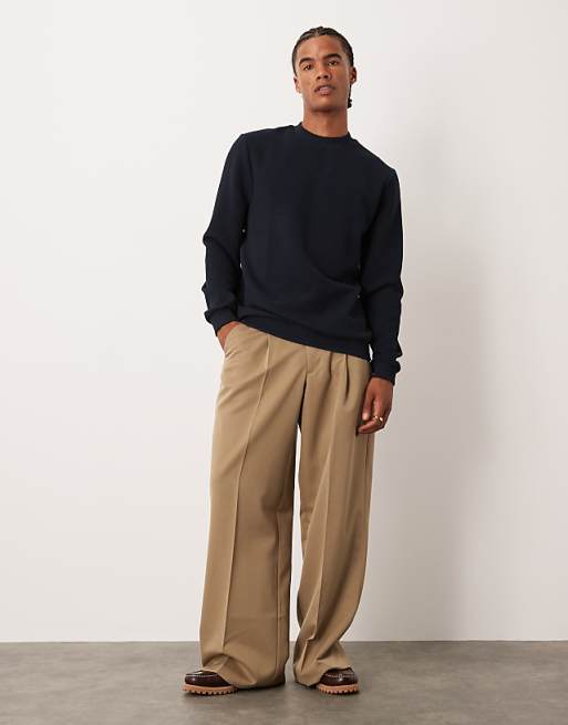 ASOS DESIGN Textured Sweatshirt In Navy