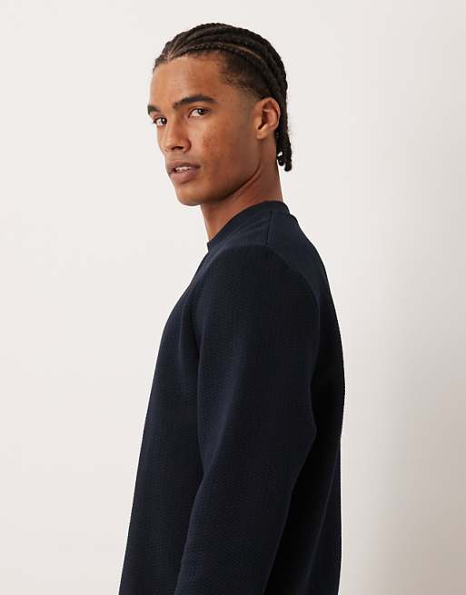 ASOS DESIGN Textured Sweatshirt In Navy