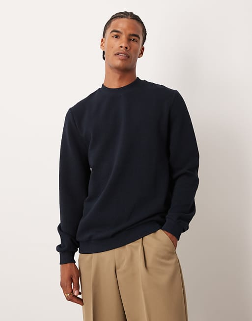 ASOS DESIGN textured sweatshirt in navy