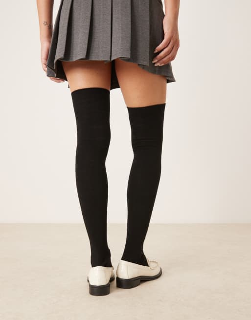 ASOS DESIGN Thigh High Socks In Black