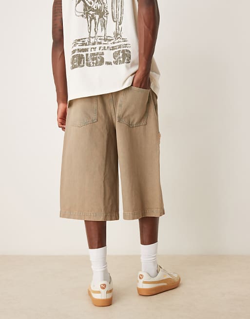 ASOS DESIGN Tinted Denim Jort With Distressing Detail