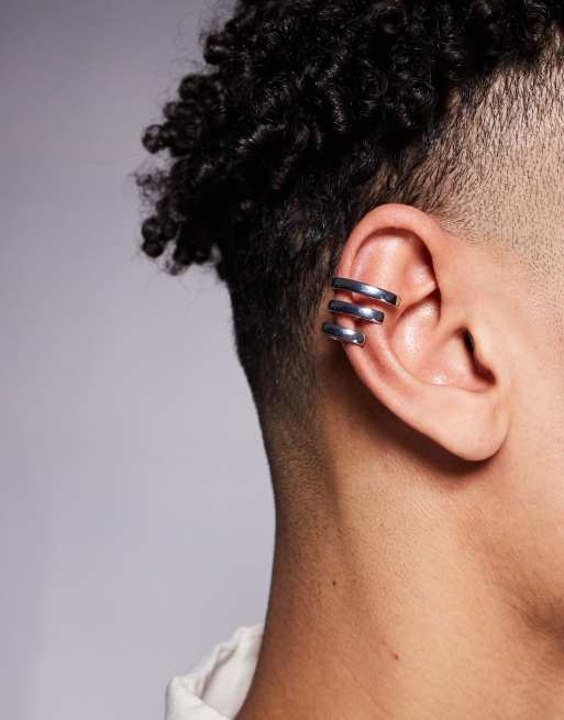 ASOS DESIGN Triple Layered Ear Cuff In Silver Tone