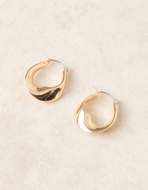 ASOS DESIGN Twist Hoops Earrings In Gold Tone