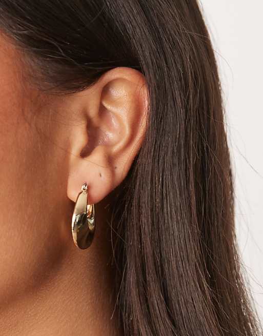 ASOS DESIGN twist hoops earrings in gold tone