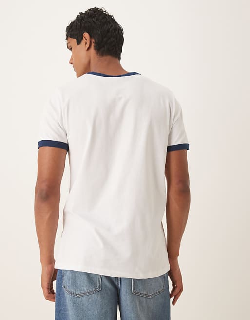 ASOS DESIGN Unisex Gola Regular Fit T-shirt With Stripe Detail In White
