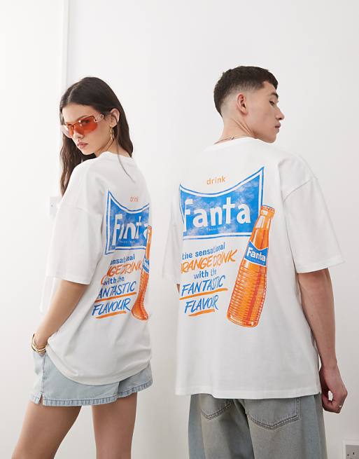 ASOS DESIGN Unisex Oversized License T-shirt With Fanta Prints In White