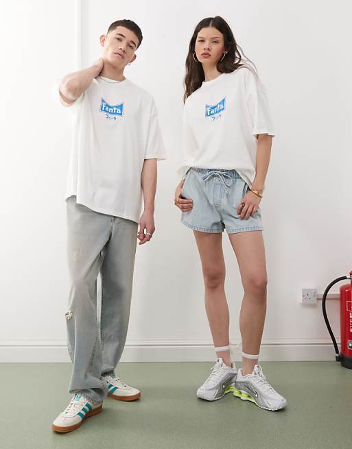 ASOS DESIGN Unisex Oversized T-shirt With Fanta Prints In White