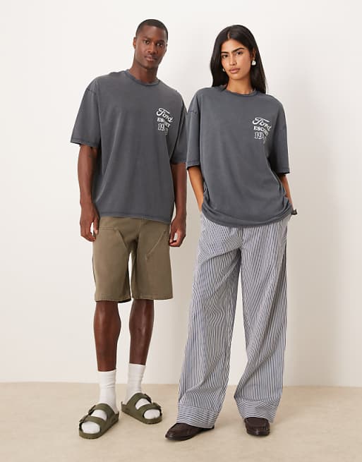 ASOS DESIGN Unisex Oversized T-shirt With Ford Prints In Black