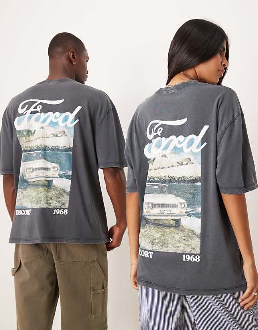 ASOS DESIGN unisex oversized t-shirt with Ford prints in black