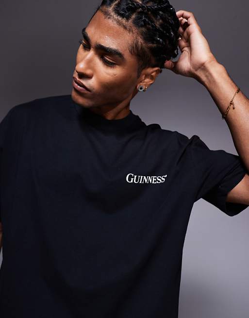 ASOS DESIGN Unisex Oversized T-shirt With Guinness Prints In Black